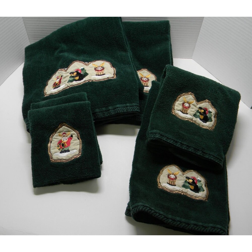 Make the Season Bright Christmas Towel Set of 6 Towels, Hand Towels, Cloths EUC